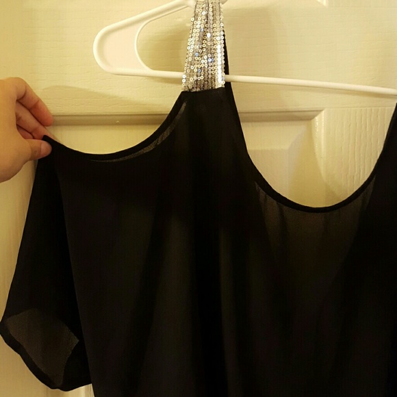 Sheer, black, off the shoulder Top - Picture 2 of 2