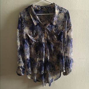 Free People Mulit-Color Sheer button down blouse