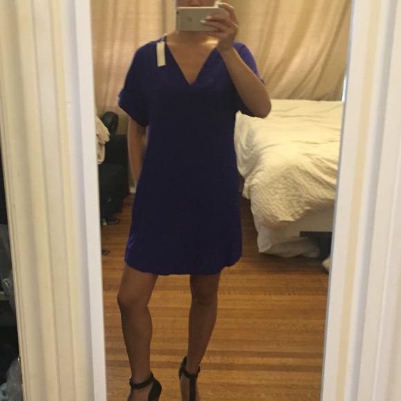 Lavender Brown Short Sleeve Silk Shirt Dress