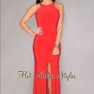 Hot Miami Styles- Red maxi dress-small