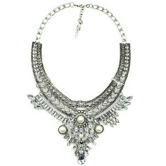 "Gia" Crystal Bib Statement Necklace - Picture 2 of 4