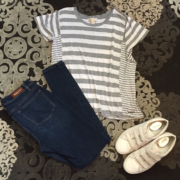 Michael Kors white and grey striped shirt