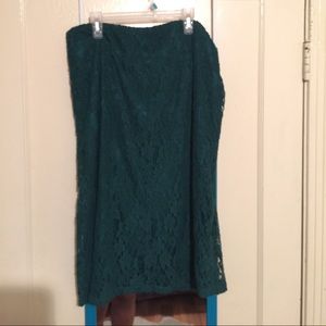 Emerald green lace pencil skirt