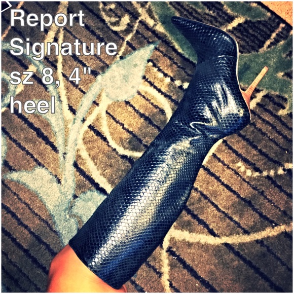 Report Signature sz 8 pointed toe boots snakeskin