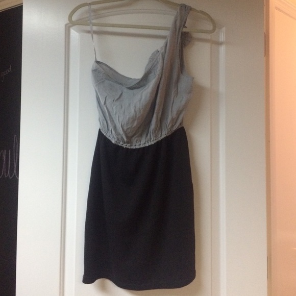 Ya Los Angeles Grey&Black 1-shoulder Dress size M - Picture 3 of 4