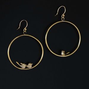 Handmade non identical brass hoop earrings