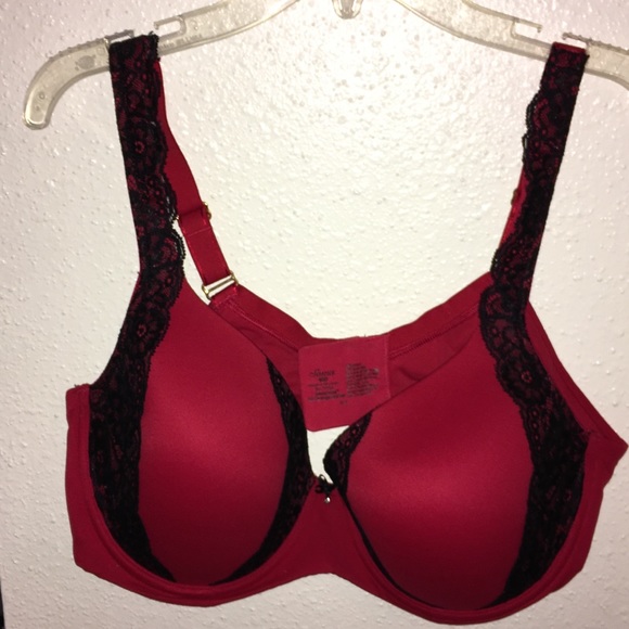 Red bra with black lace