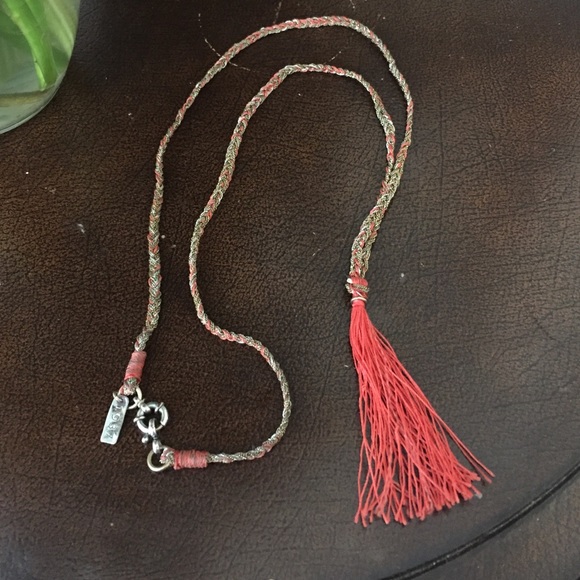 Madewell Coral Tassel Necklace