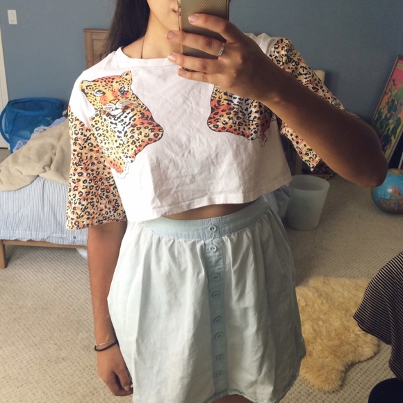 Mustard Seed Cheetah/Leopard Crop Top - Picture 1 of 2