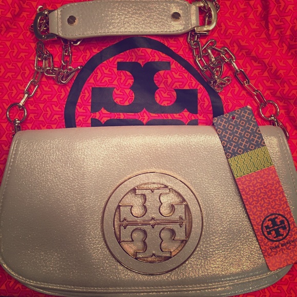 Tory Burch Reva Glitter Gold Clutch *EUC*