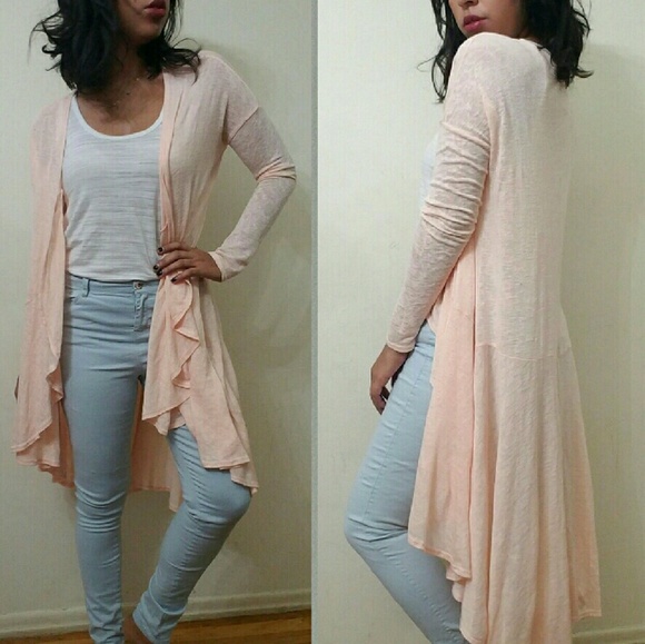 🌺LAST ONE🌺FAVORITE PEACH CASCADE OPEN CARDIGAN - Picture 2 of 4