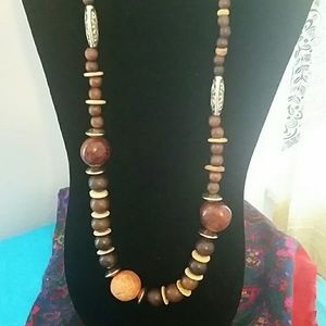 Wood & Stone Bead Necklace