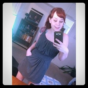 Grey dress, pockets, cool twisted straps, durable