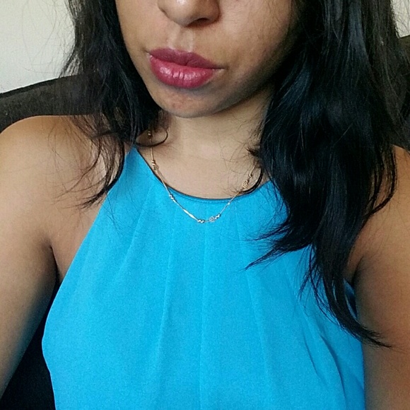 🌺BOGO🌺BLUE HALTER CHIFFON DRESS - Picture 2 of 2