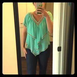 Summery, flowy mint colored blouse
