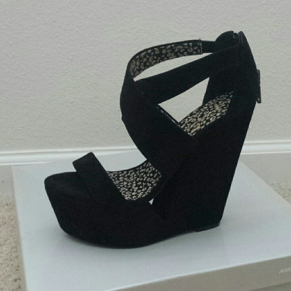 Jessica Simpson Black Wedge Sandals