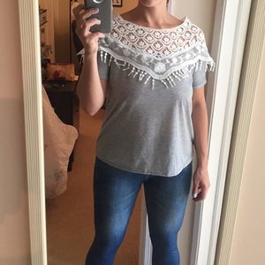 Lace and Grey short sleeve shirt