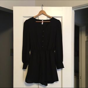 Black Long-Sleeved Romper