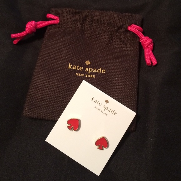 kate spade Jewelry - 💕NIB Kate Spade Red Spade Earrings w Gold Trim💕