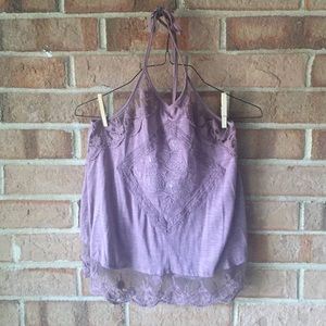 Purple flowy halter top