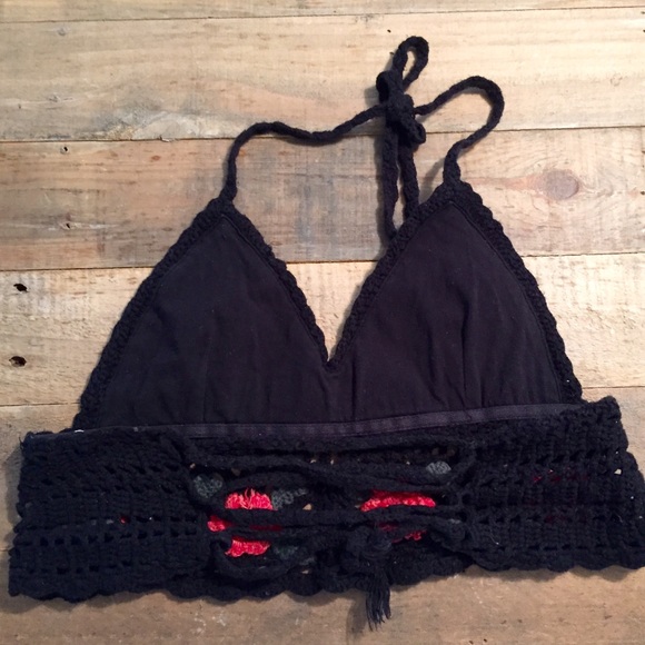 Black Boho Crop Top - Picture 2 of 2