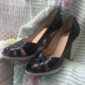 Cole Haan Nike heels black and linen Sz 9.5