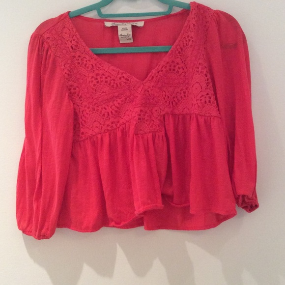 American Rag Pink Crochet Top