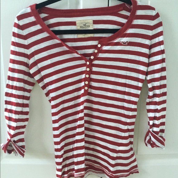 Hollister red/white striped shirt