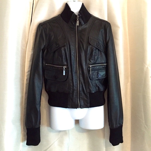 Guess leather bomber jacket.