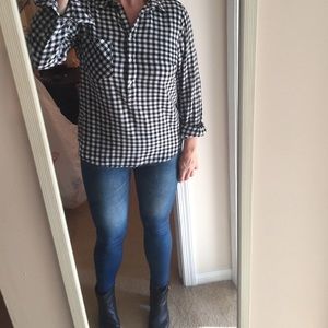 Black and white plaid button up