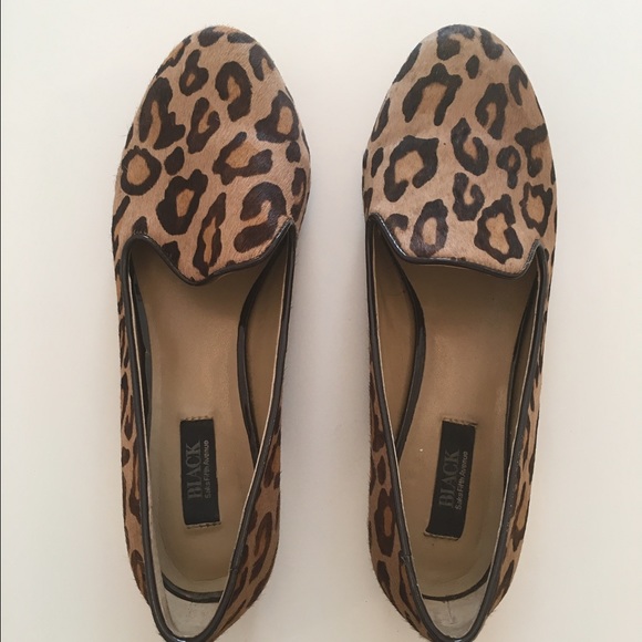 Saks 5th Avenue calf hair leopard print moccasins