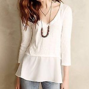 Anthropologie White Peplum top
