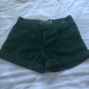 Anthropologie green corduroy shorts
