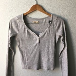 Light Grey Ribbed Henley Shirt