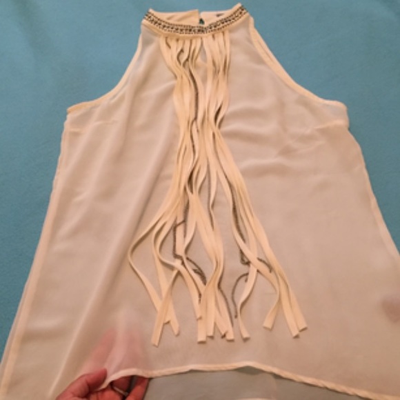 NWOT Sheer embellished blouse