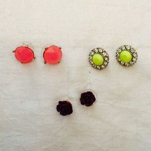 3 Pairs of Stud Earrings