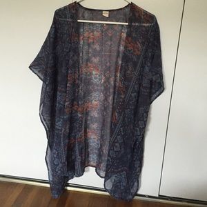 Boho print sheer kimono