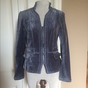 Pleated placket velvet gray jacket