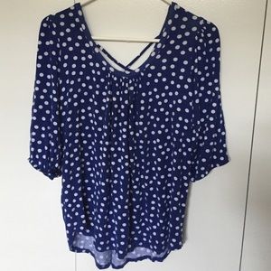Stitch Fix Pixley cross back polka dot blouse