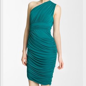 Halston Heritage One Shoulder Draped Jersey Dress