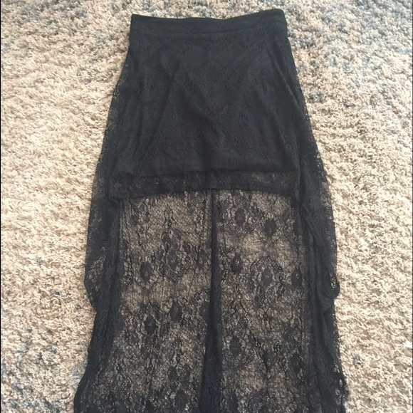 A black lace skirt