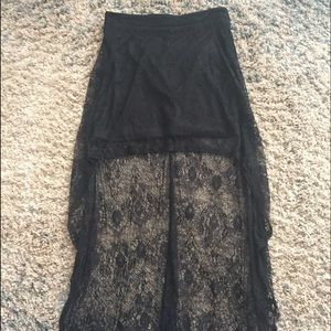 A black lace skirt
