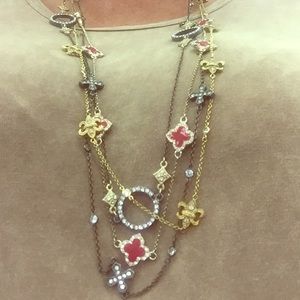 4 long necklaces, wear together or separate.