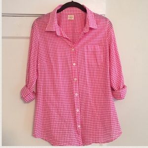 JCREW Pink Gingham Plaid Button Down sz. Small