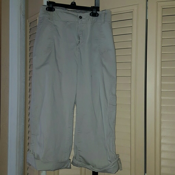Beige Capri pants 16w with tie embellishments