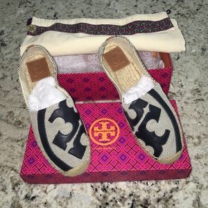 Tory Burch Lonnie Flate Spadrille Navy Blue/Ivory