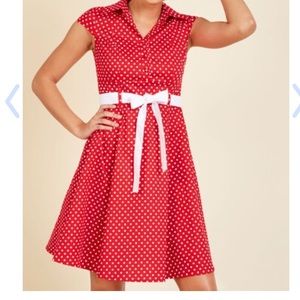 Modcloth retro red dress w/white dots