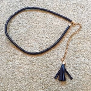 Braided Black belt with tassel Ann Taylor