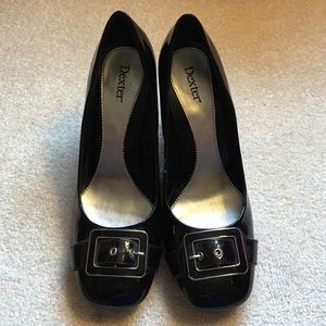Black patent leather heels