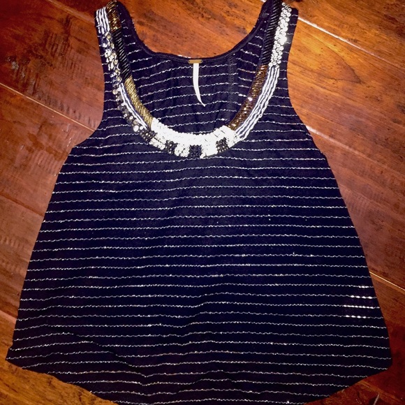Free People beaded open back blouse